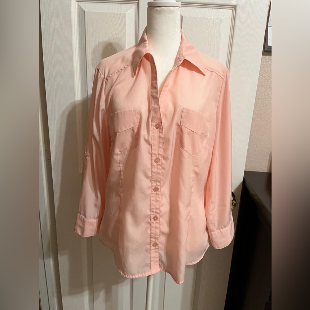 BCX pink long sleeve blouse (F)
